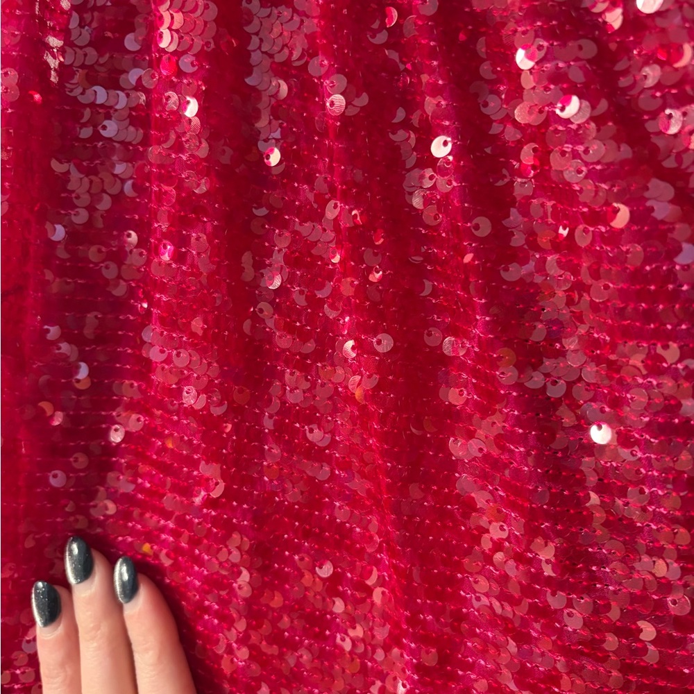 BNWT Lapointe sequin feather one shoulder midi dress size 0 in ultra pink - Picture 14 of 15